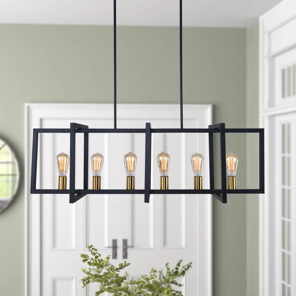 Industrial Farmhouse Rectangular Kitchen Island Pendant - Image 4