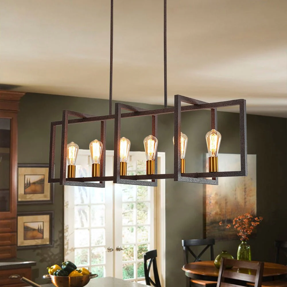 Industrial Farmhouse Rectangular Kitchen Island Pendant - Image 6
