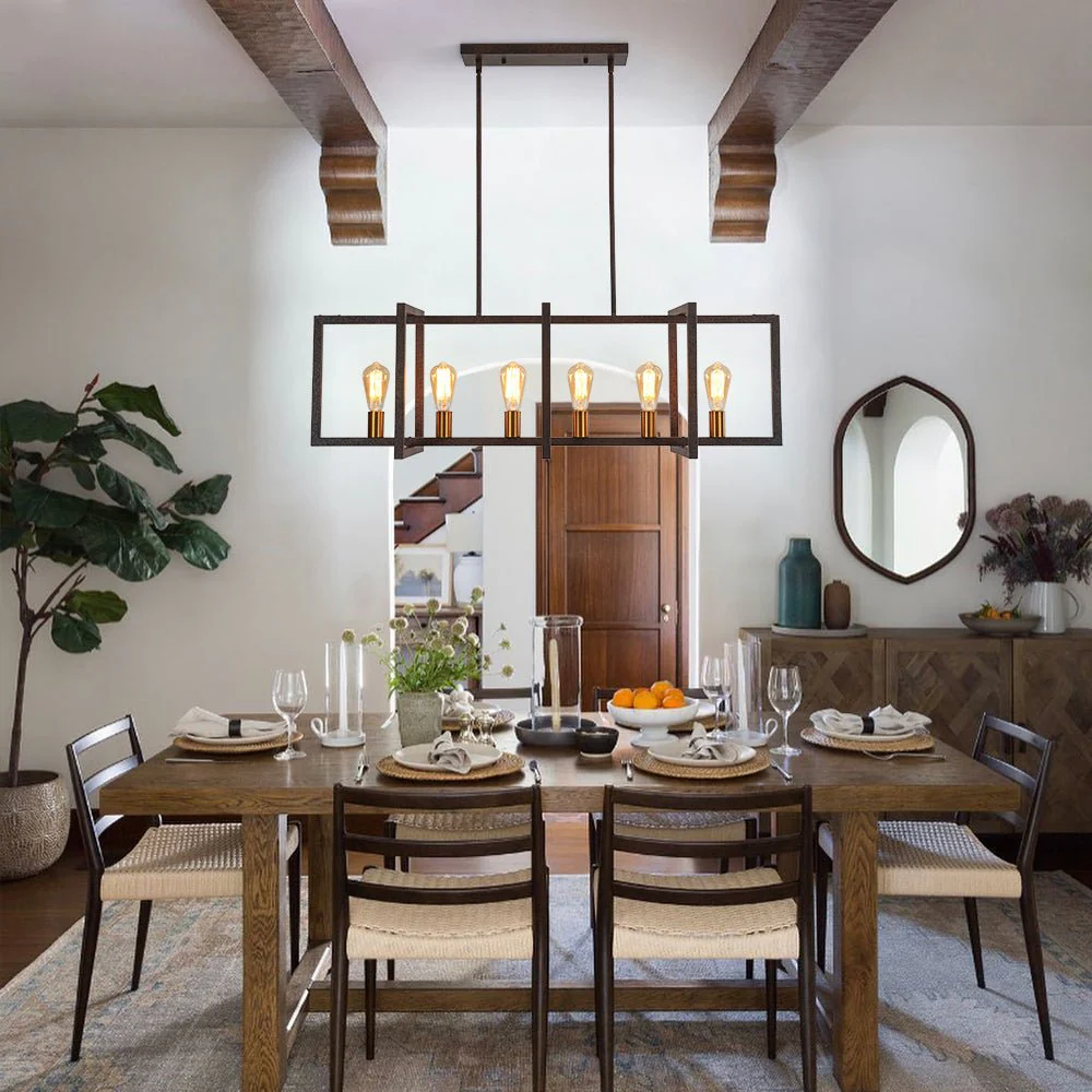 Industrial Farmhouse Rectangular Kitchen Island Pendant - Image 7