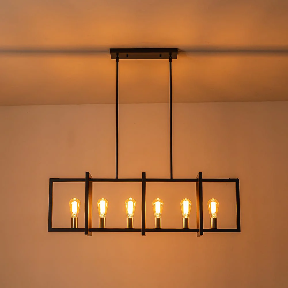 Industrial Farmhouse Rectangular Kitchen Island Pendant - Image 8