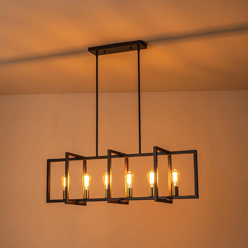 Industrial Farmhouse Rectangular Kitchen Island Pendant - Image 9