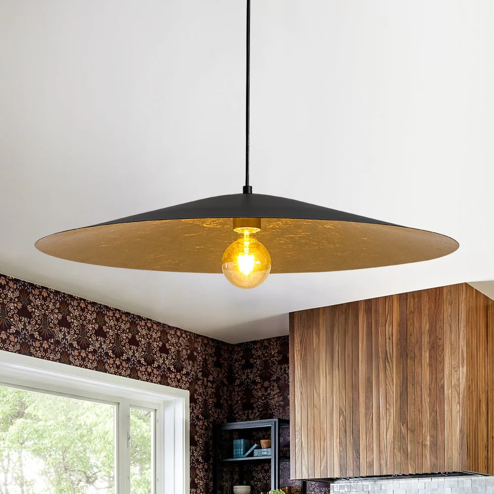 Industrial Oversized Iron Flat Cone Kitchen Pendant Light - Image 2