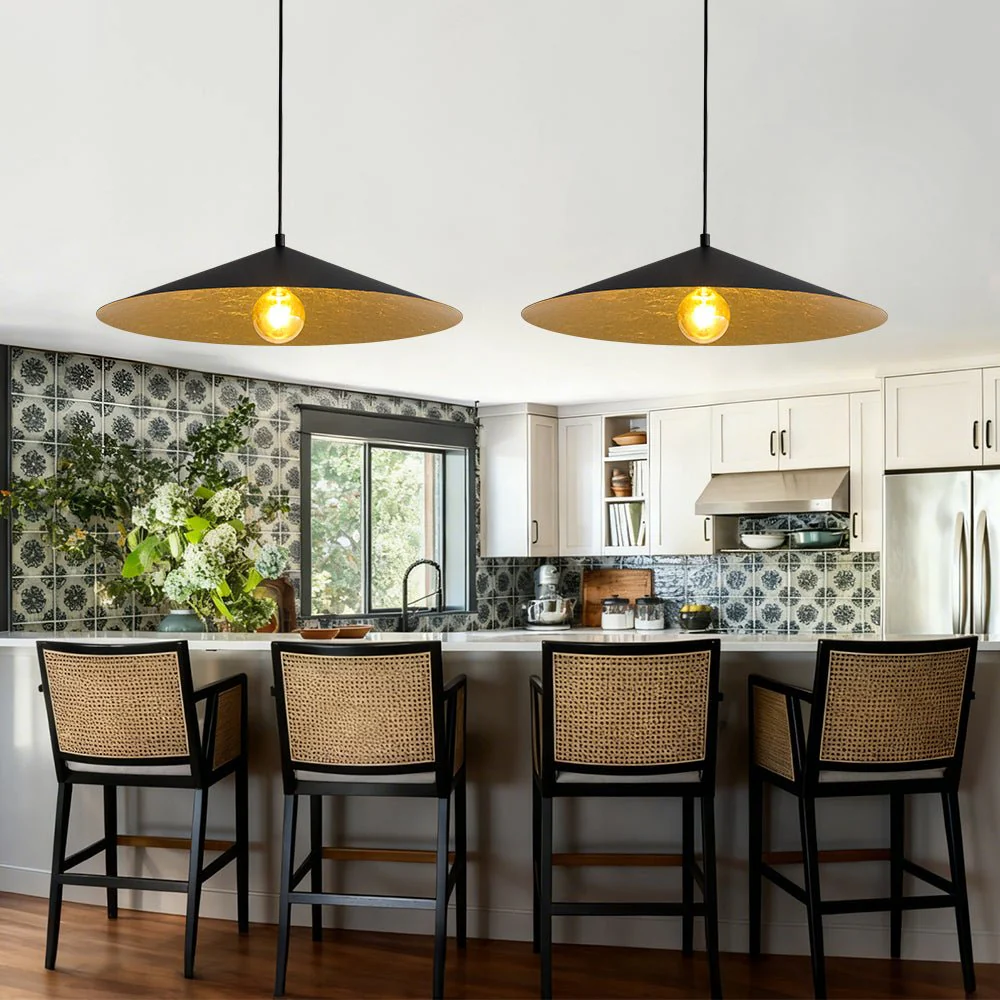 Industrial Oversized Iron Flat Cone Kitchen Pendant Light - Image 3