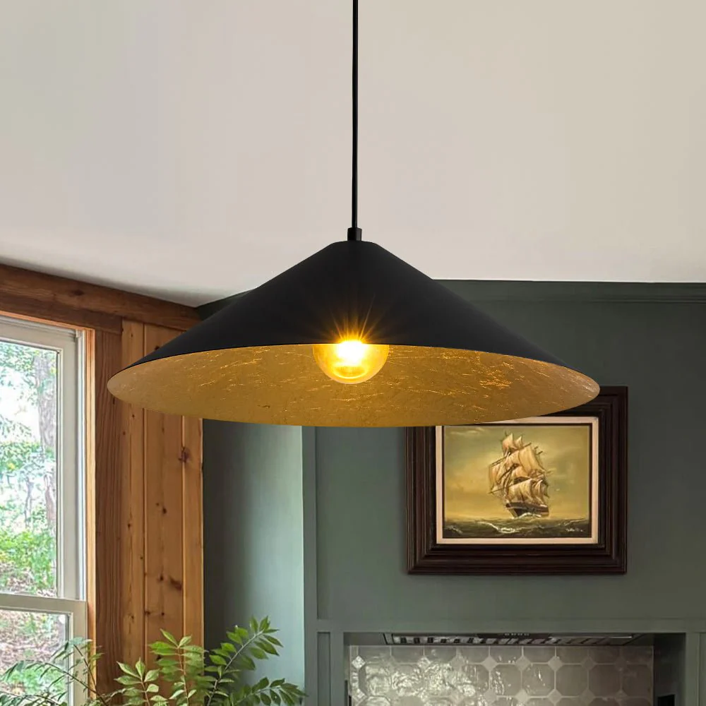 Industrial Oversized Iron Flat Cone Kitchen Pendant Light - Image 5