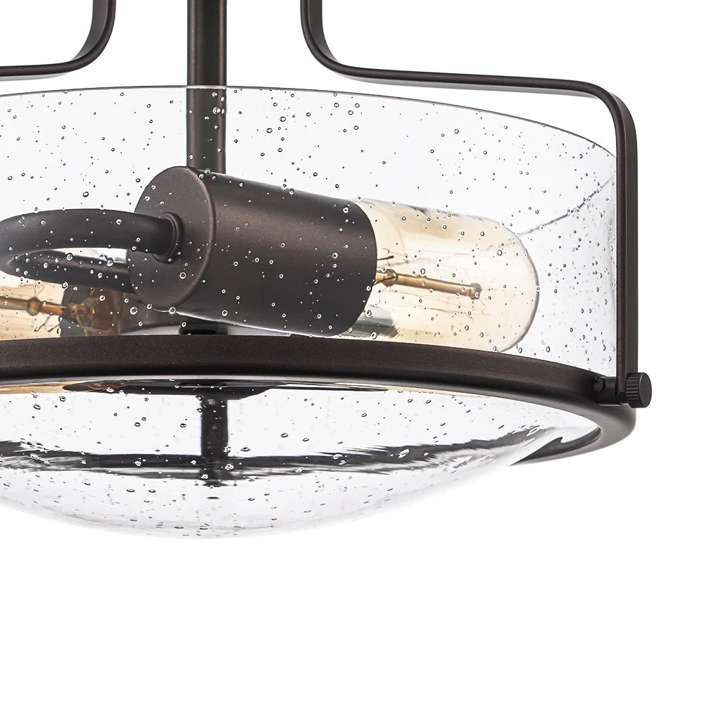 Industrial Round Seeded Glass Semi Flush Mount Light - Image 12