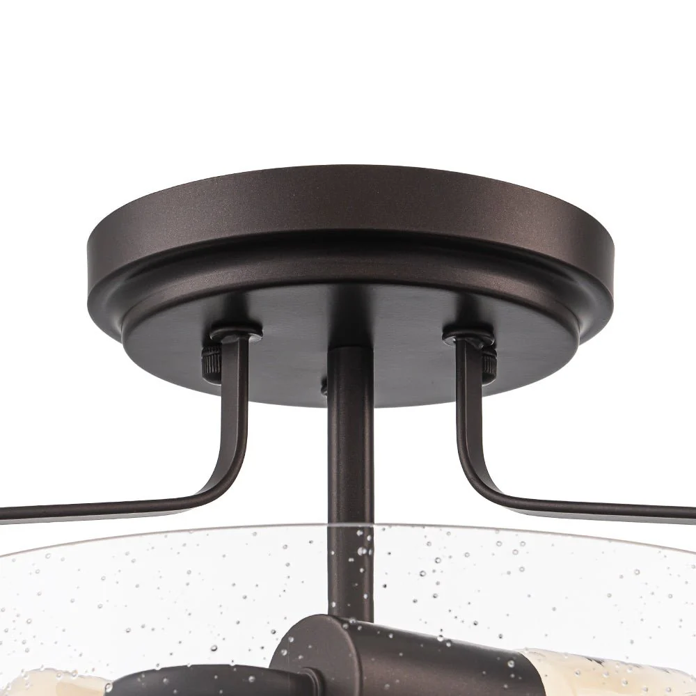 Industrial Round Seeded Glass Semi Flush Mount Light - Image 13