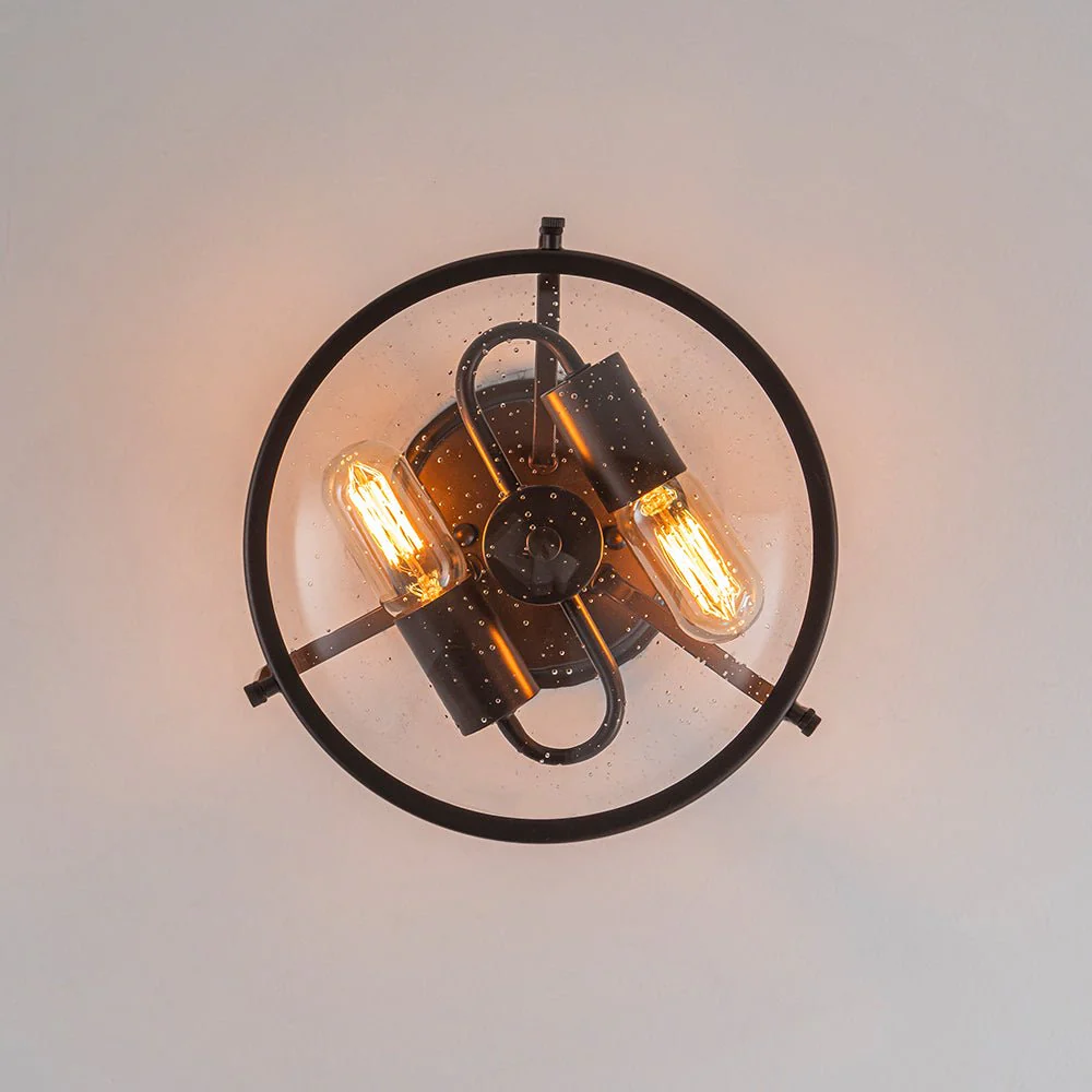 Industrial Round Seeded Glass Semi Flush Mount Light - Image 14