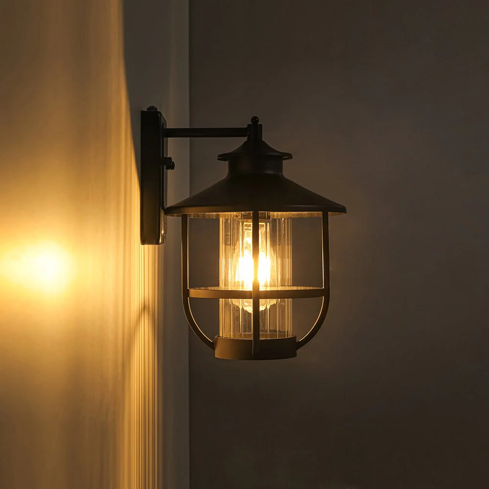 IP23 Black 1-Light Manor Wire Cage Outdoor Wall Sconce - Image 8