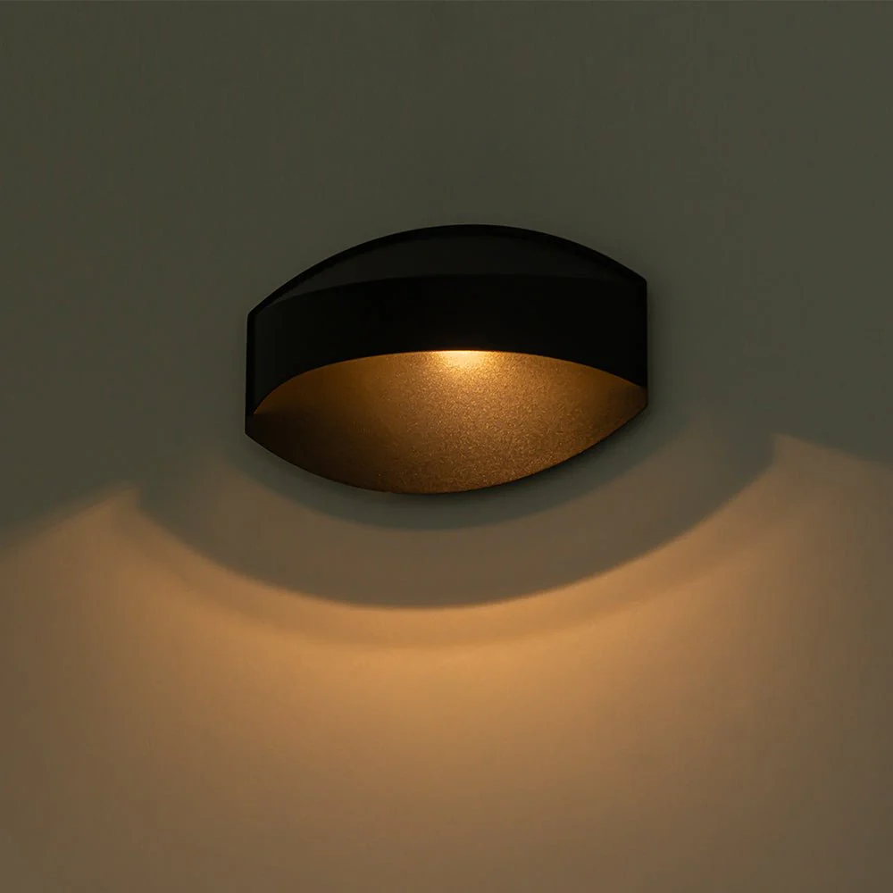 IP23 Black Flat Oval 1-Light Iron Outdoor Wall Sconce - Image 13