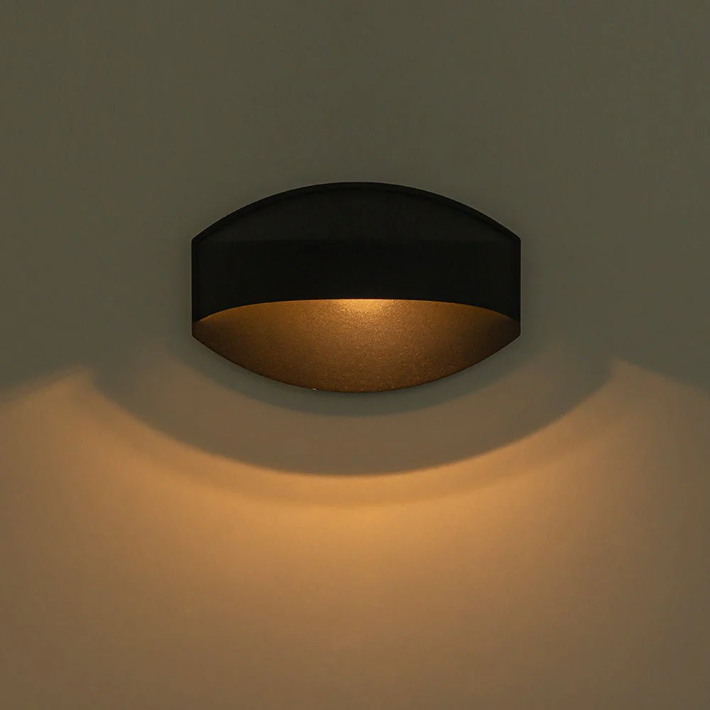 IP23 Black Flat Oval 1-Light Iron Outdoor Wall Sconce - Image 14