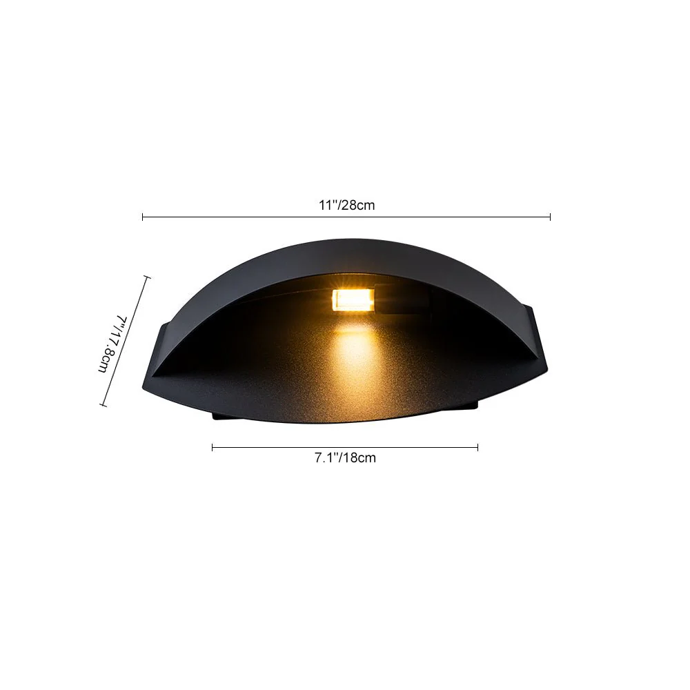 IP23 Black Flat Oval 1-Light Iron Outdoor Wall Sconce - Image 15