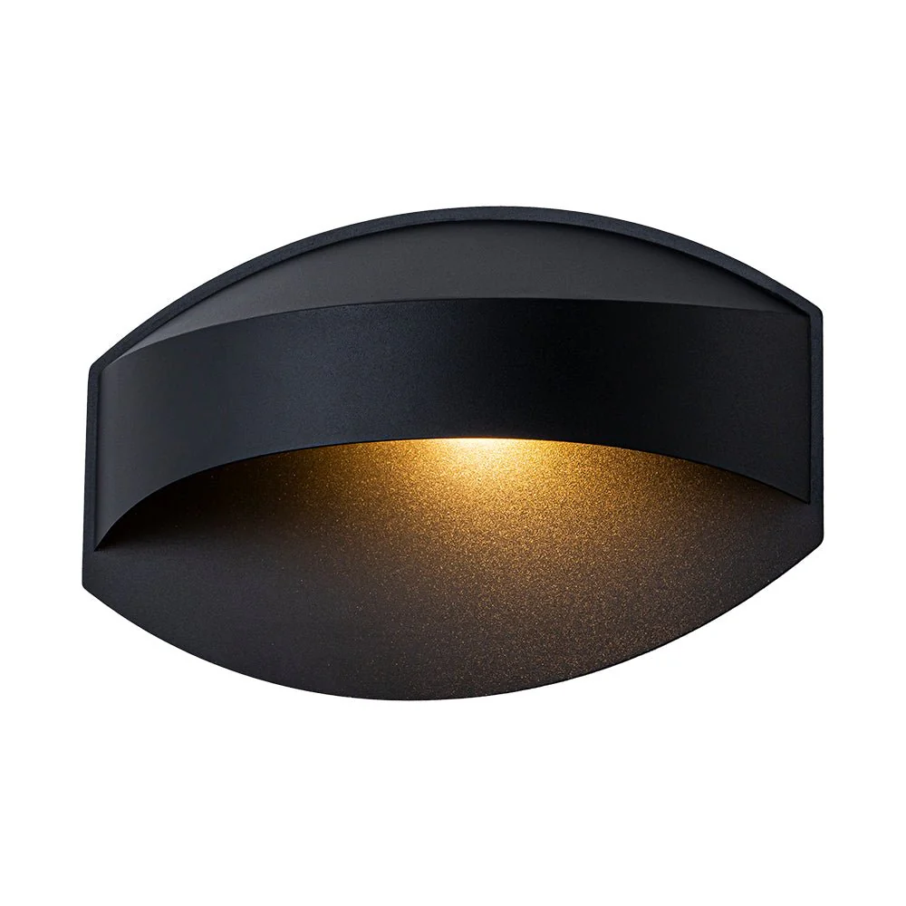 IP23 Black Flat Oval 1-Light Iron Outdoor Wall Sconce - Image 3