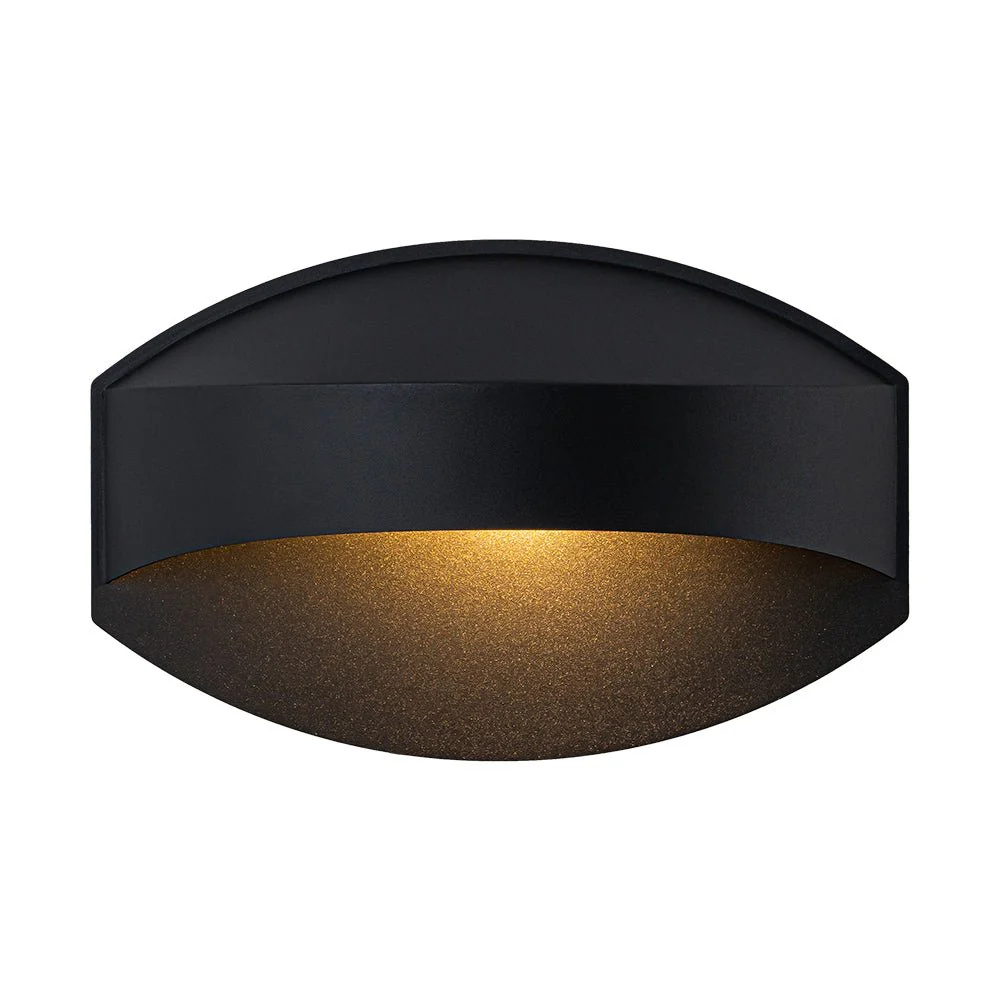 IP23 Black Flat Oval 1-Light Iron Outdoor Wall Sconce - Image 4