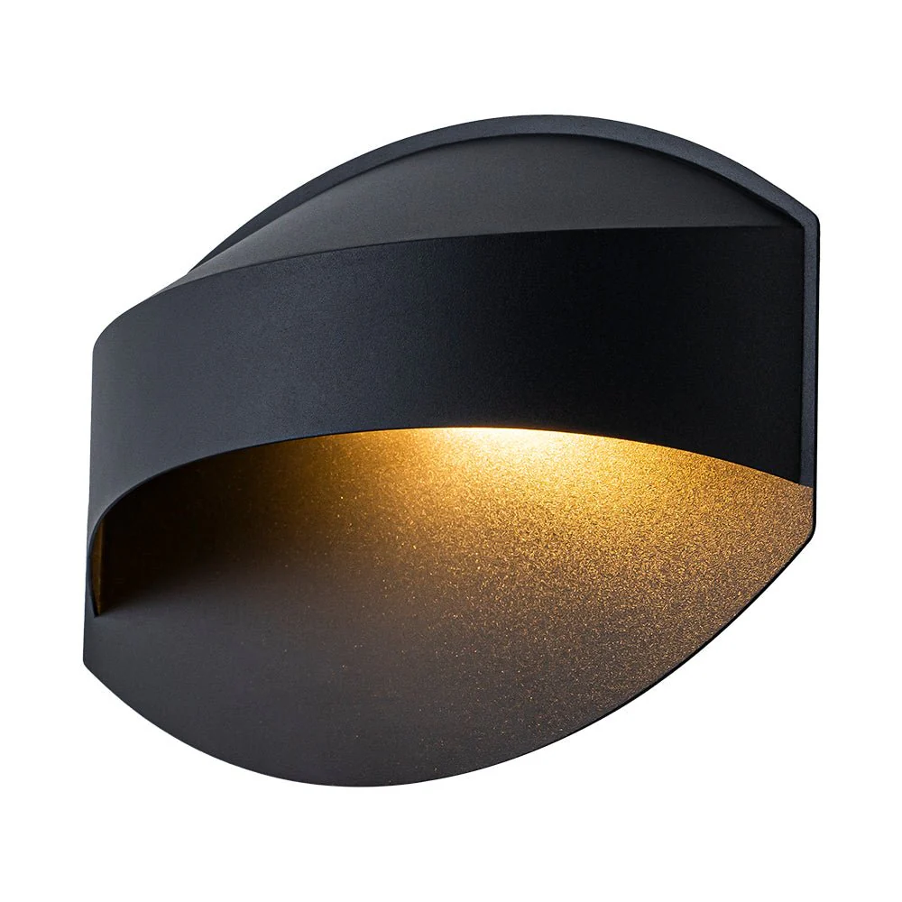 IP23 Black Flat Oval 1-Light Iron Outdoor Wall Sconce - Image 5