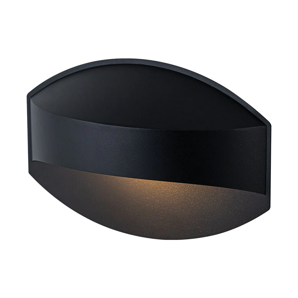 IP23 Black Flat Oval 1-Light Iron Outdoor Wall Sconce - Image 6