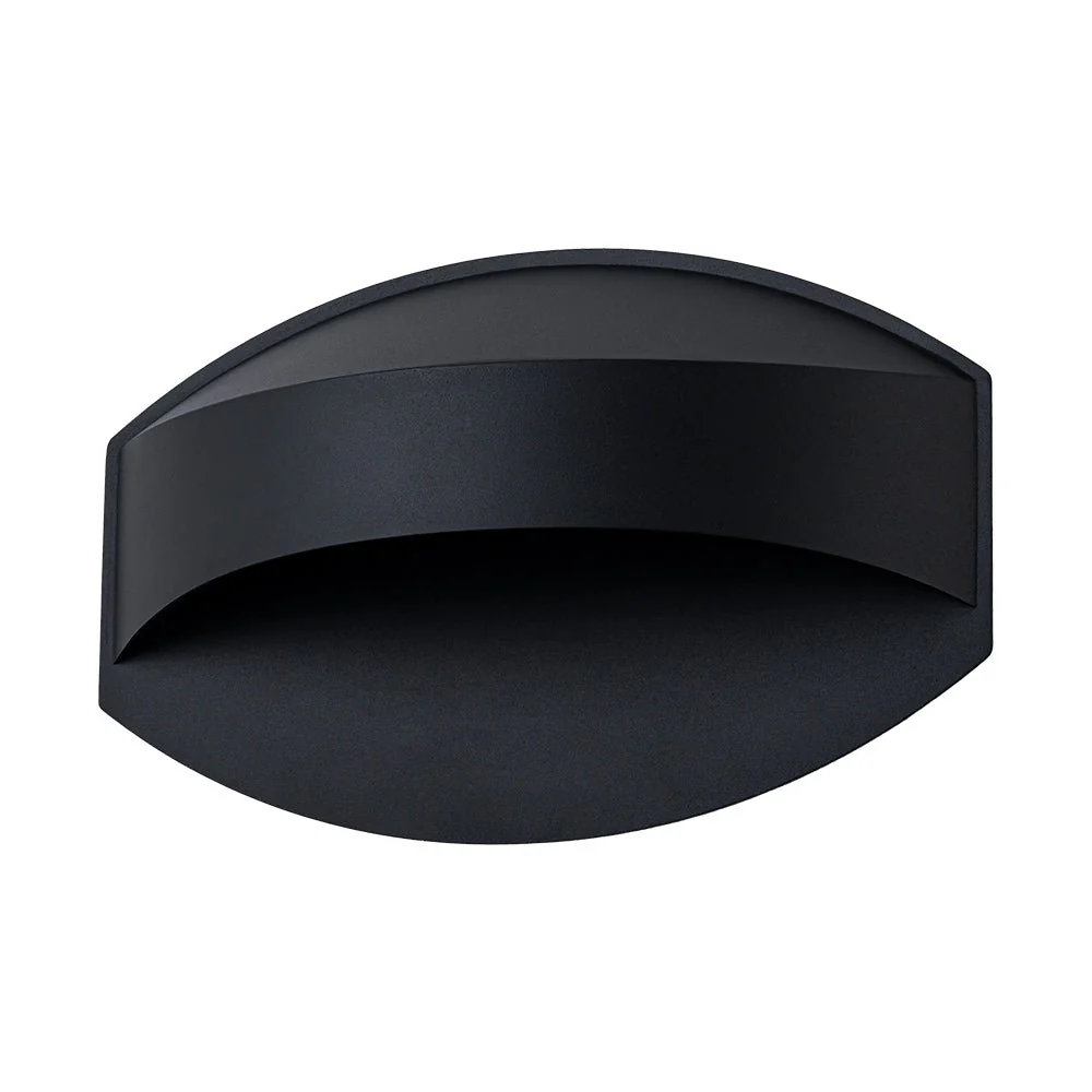 IP23 Black Flat Oval 1-Light Iron Outdoor Wall Sconce - Image 7