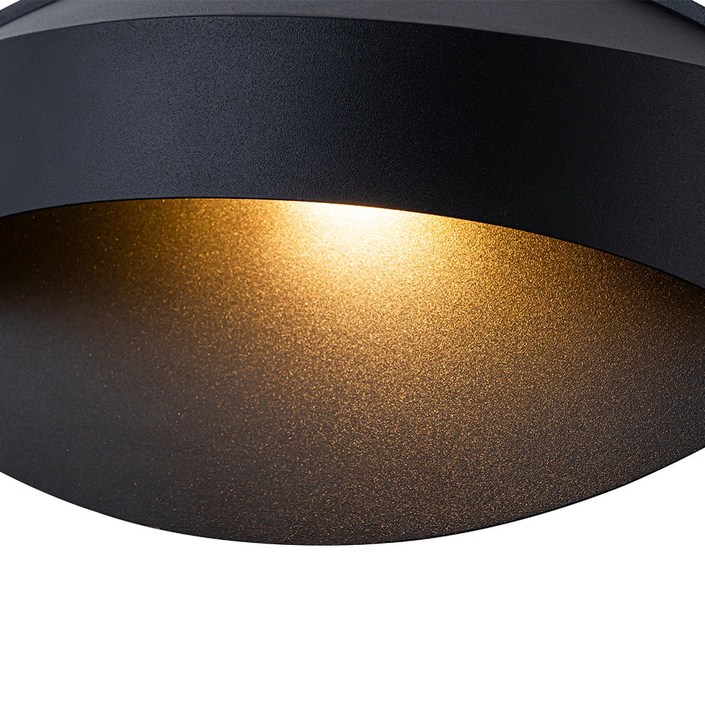 IP23 Black Flat Oval 1-Light Iron Outdoor Wall Sconce - Image 8