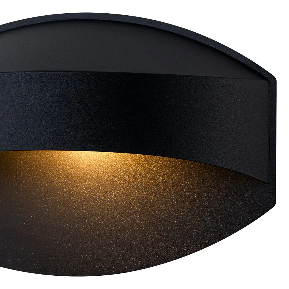 IP23 Black Flat Oval 1-Light Iron Outdoor Wall Sconce - Image 9