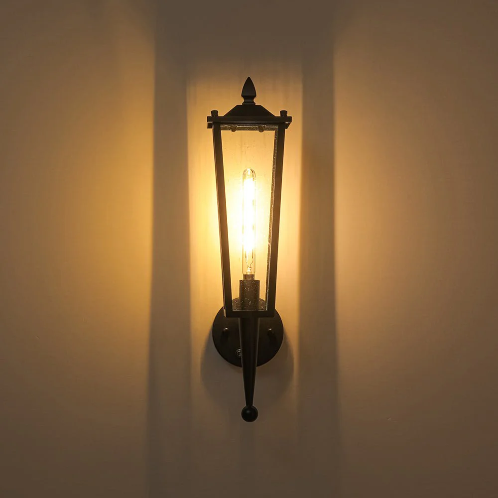 IP23 Black Manor 1-Light Lantern Outdoor Wall Sconce - Image 13