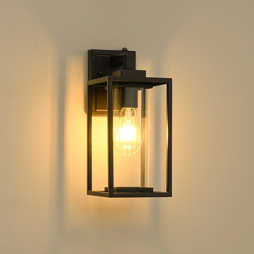 IP23 Black Rectangular Outdoor Lantern Wall Sconce - Image 5