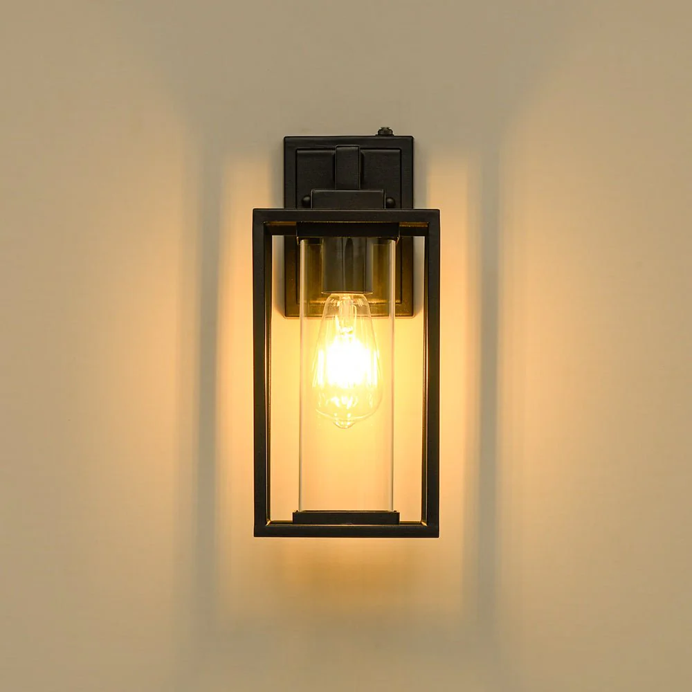 IP23 Black Rectangular Outdoor Lantern Wall Sconce - Image 6