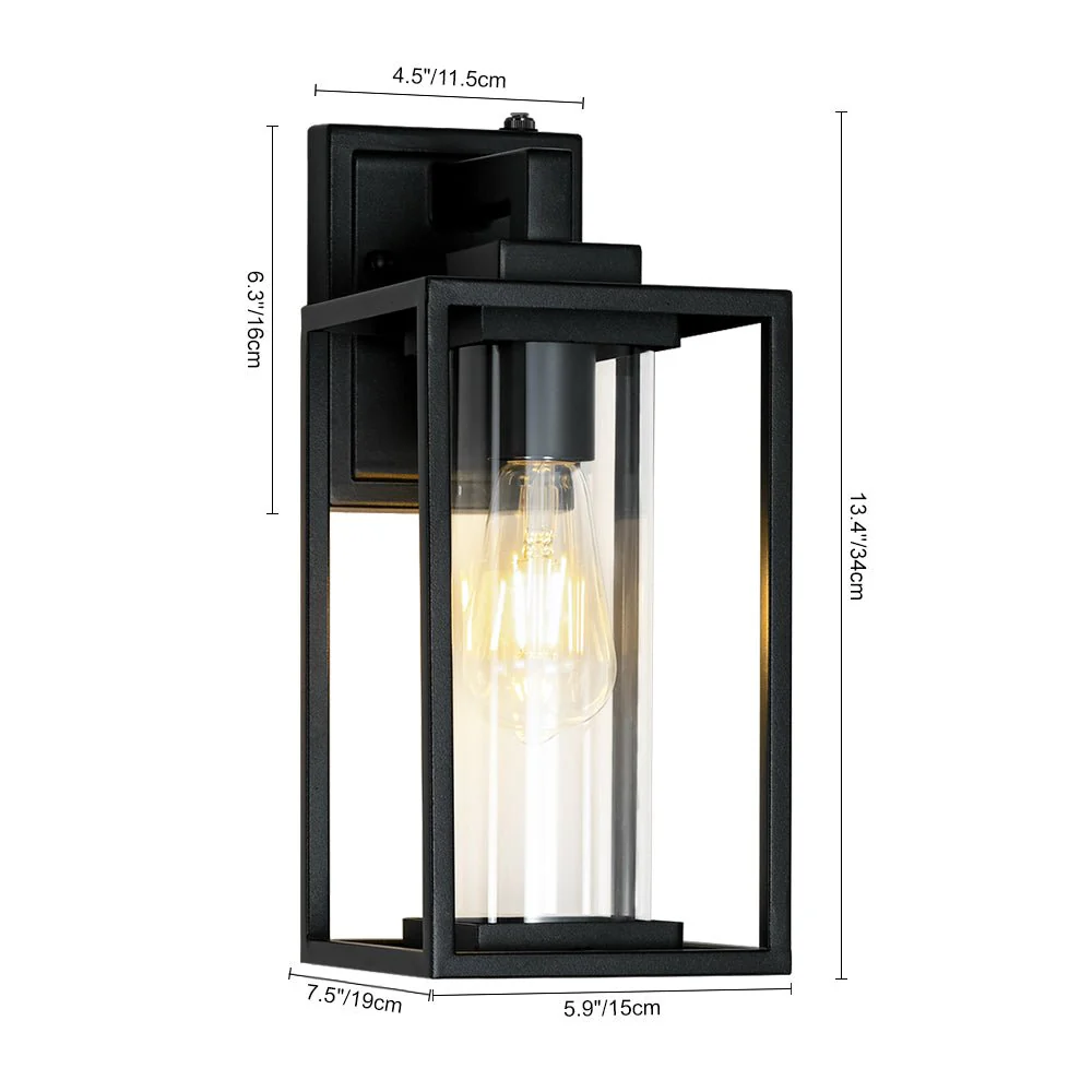 IP23 Black Rectangular Outdoor Lantern Wall Sconce - Image 7