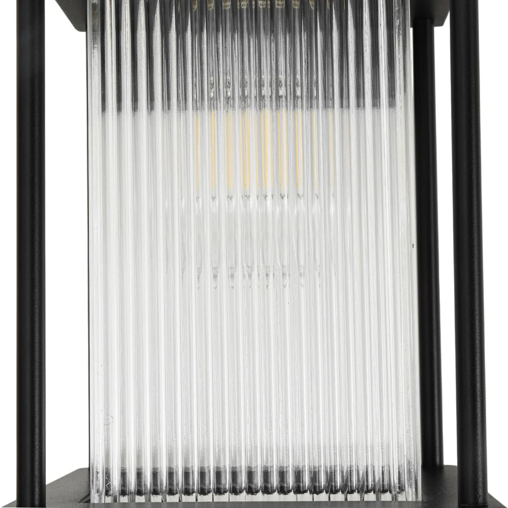 IP23 Black Ribbed Glass Square Outdoor Wall Lantern - Image 14