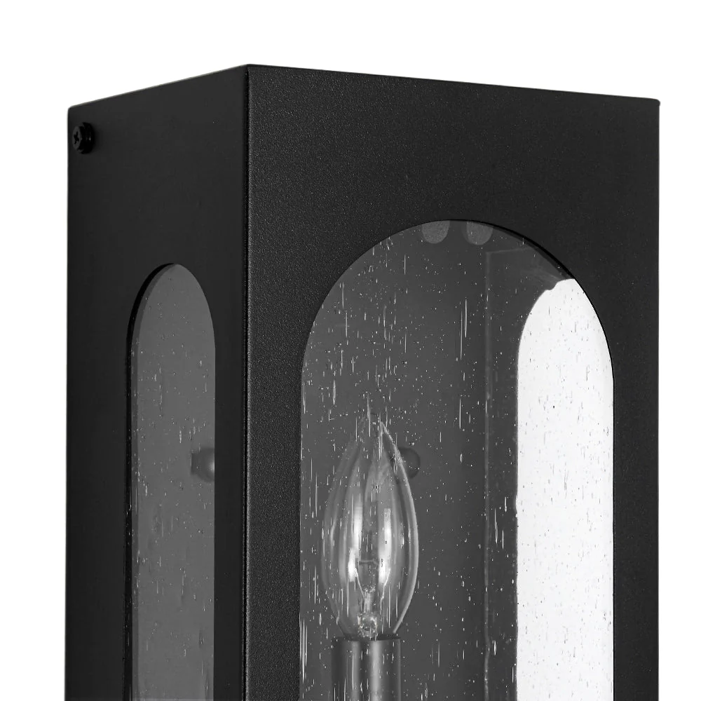 IP23 Black Seeded Glass Square Box Outdoor Wall Lantern - Image 11