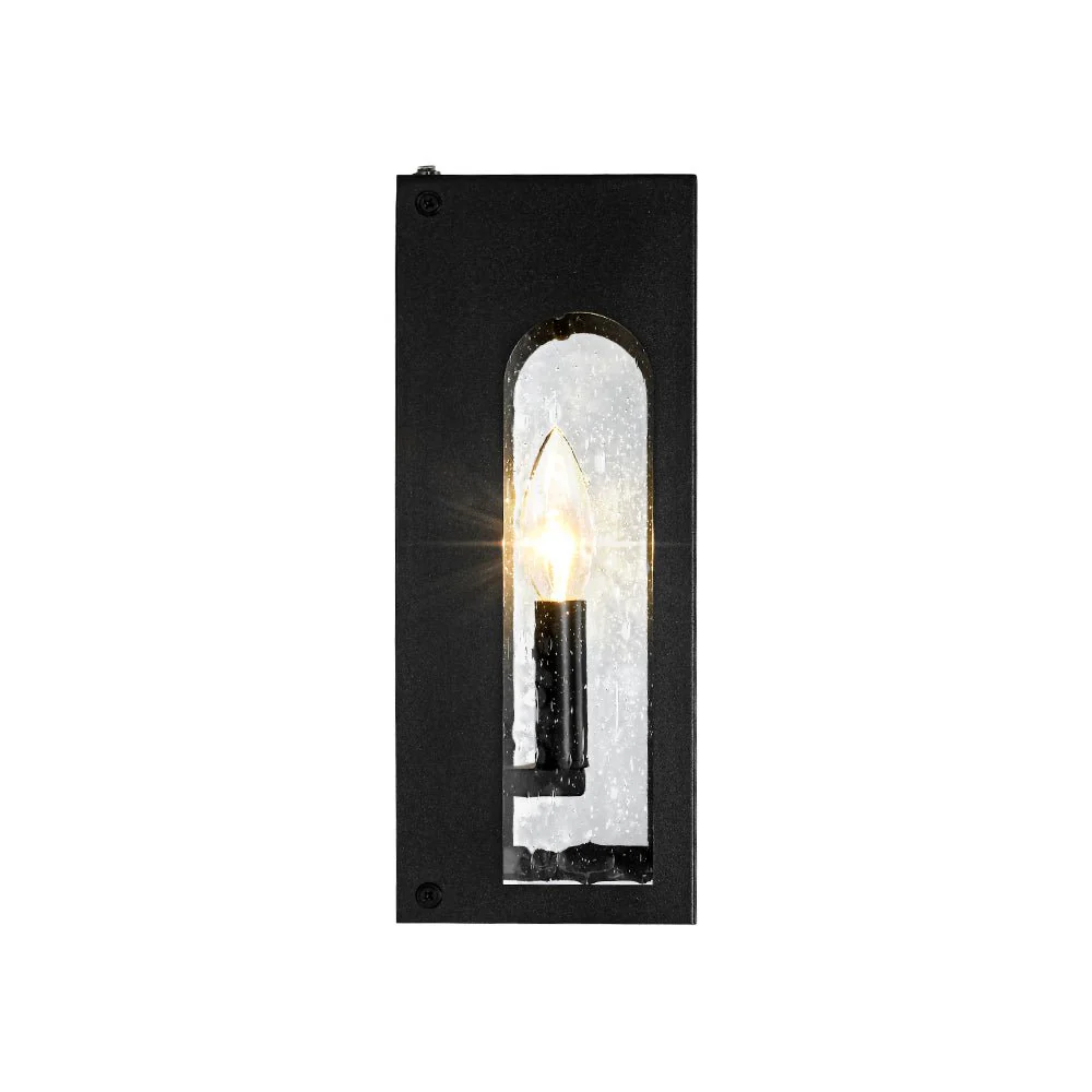 IP23 Black Seeded Glass Square Box Outdoor Wall Lantern - Image 5