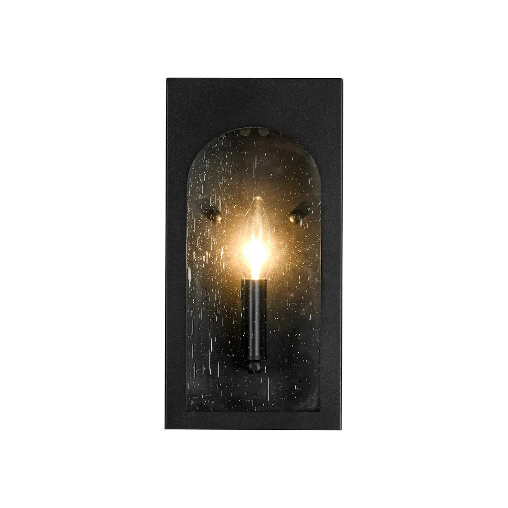 IP23 Black Seeded Glass Square Box Outdoor Wall Lantern - Image 6