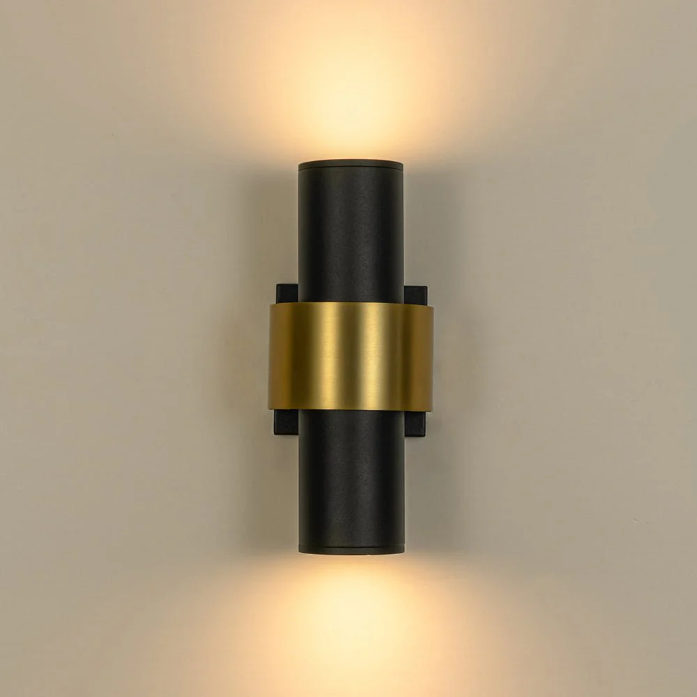 IP54 2-Light Black Brass Tube LED Outdoor Wall Lamp - Image 3