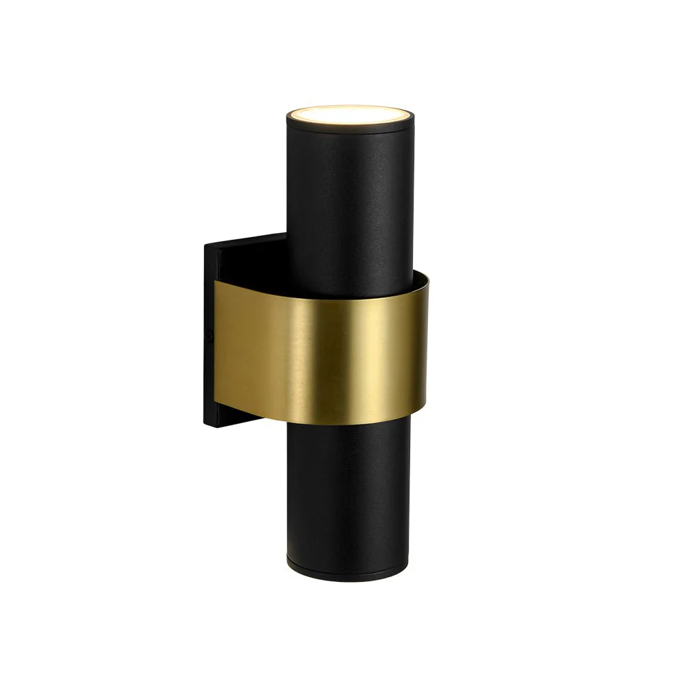 IP54 2-Light Black Brass Tube LED Outdoor Wall Lamp - Image 6