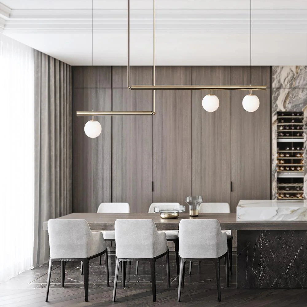Kitchen Island Glass Globe Linear Chandelier - Image 3