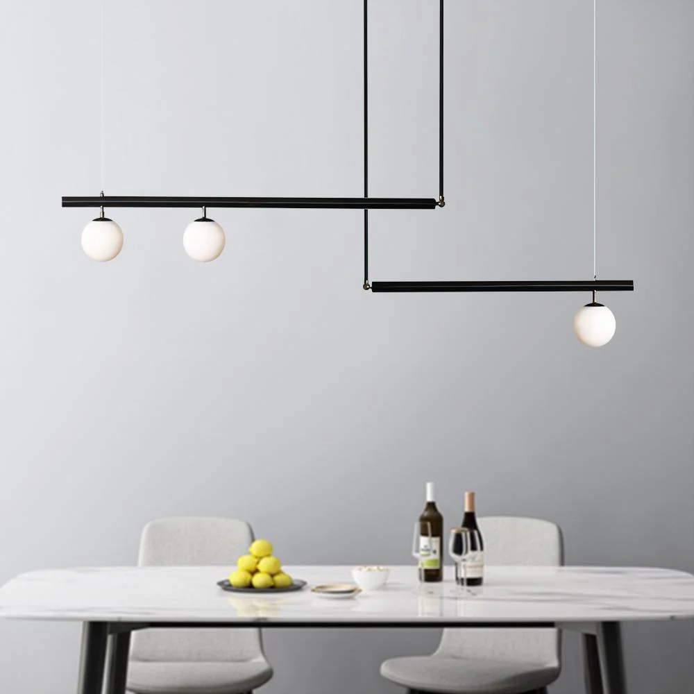 Kitchen Island Glass Globe Linear Chandelier - Image 4