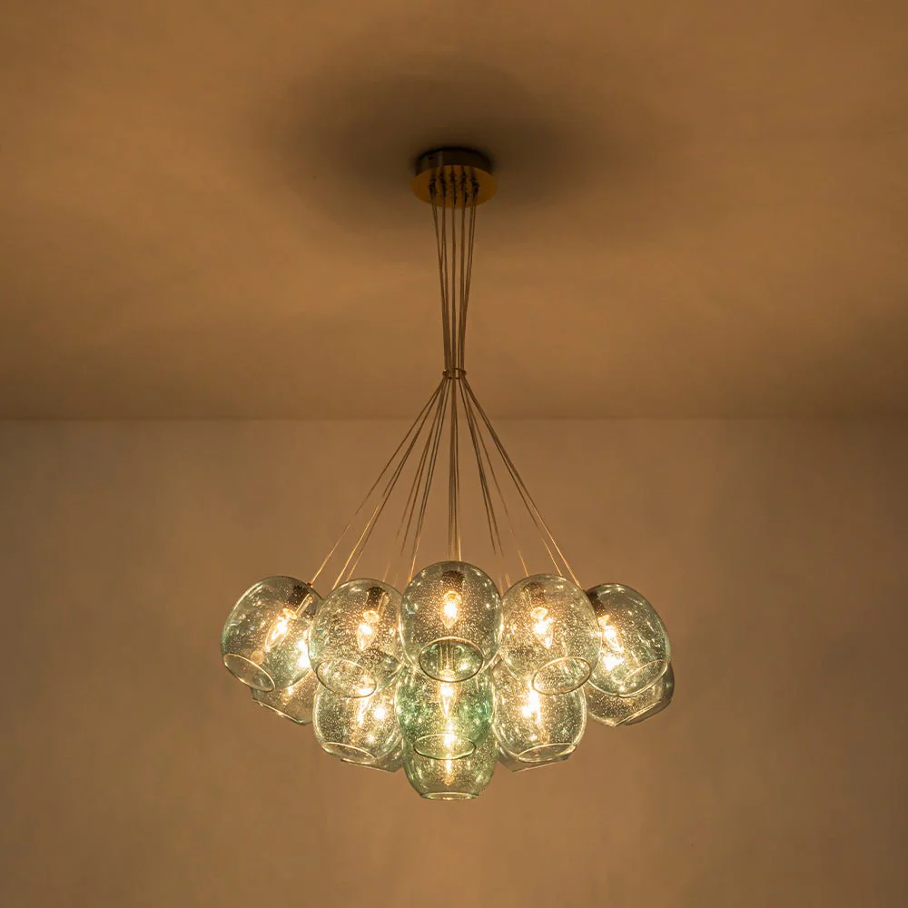 Lake House Cluster Blue Glass Globe Bubble Chandelier - Image 10