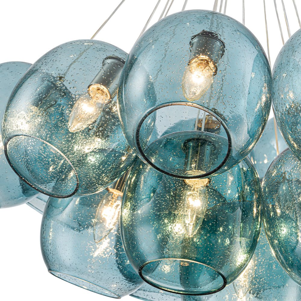 Lake House Cluster Blue Glass Globe Bubble Chandelier - Image 11