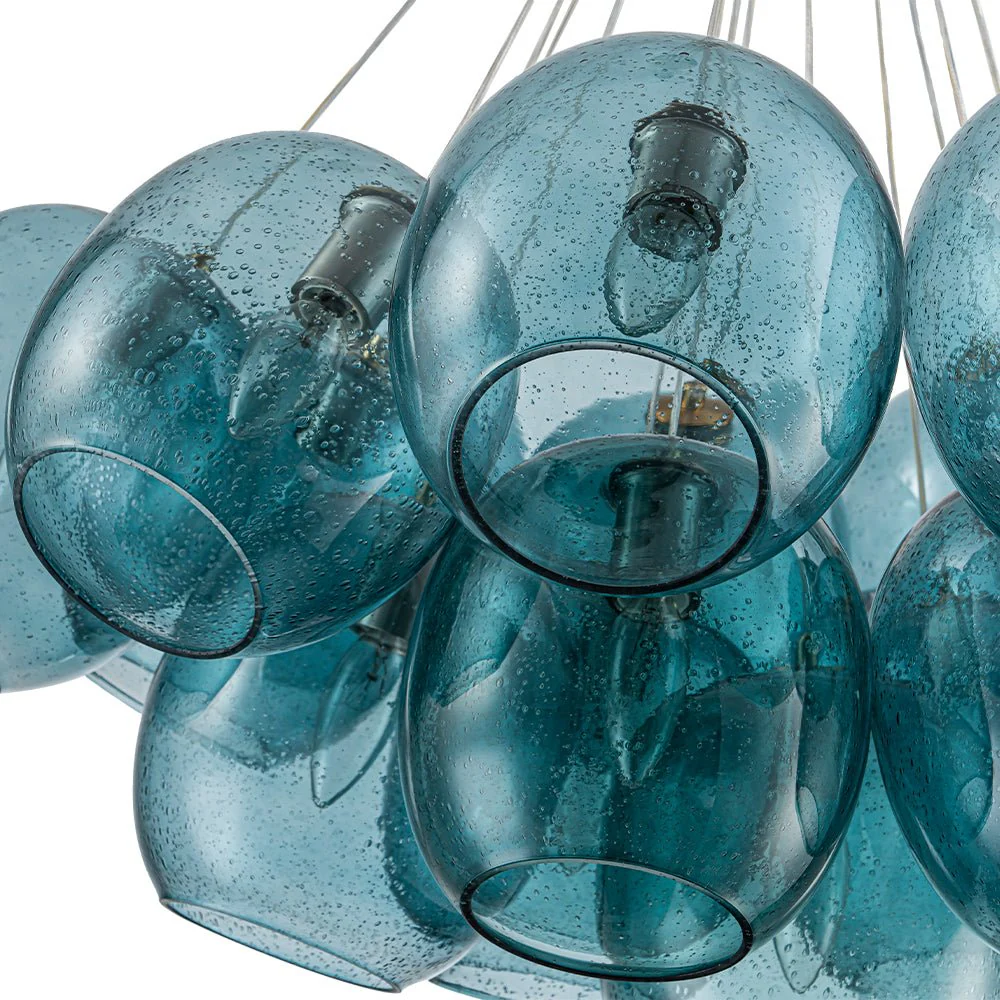 Lake House Cluster Blue Glass Globe Bubble Chandelier - Image 12