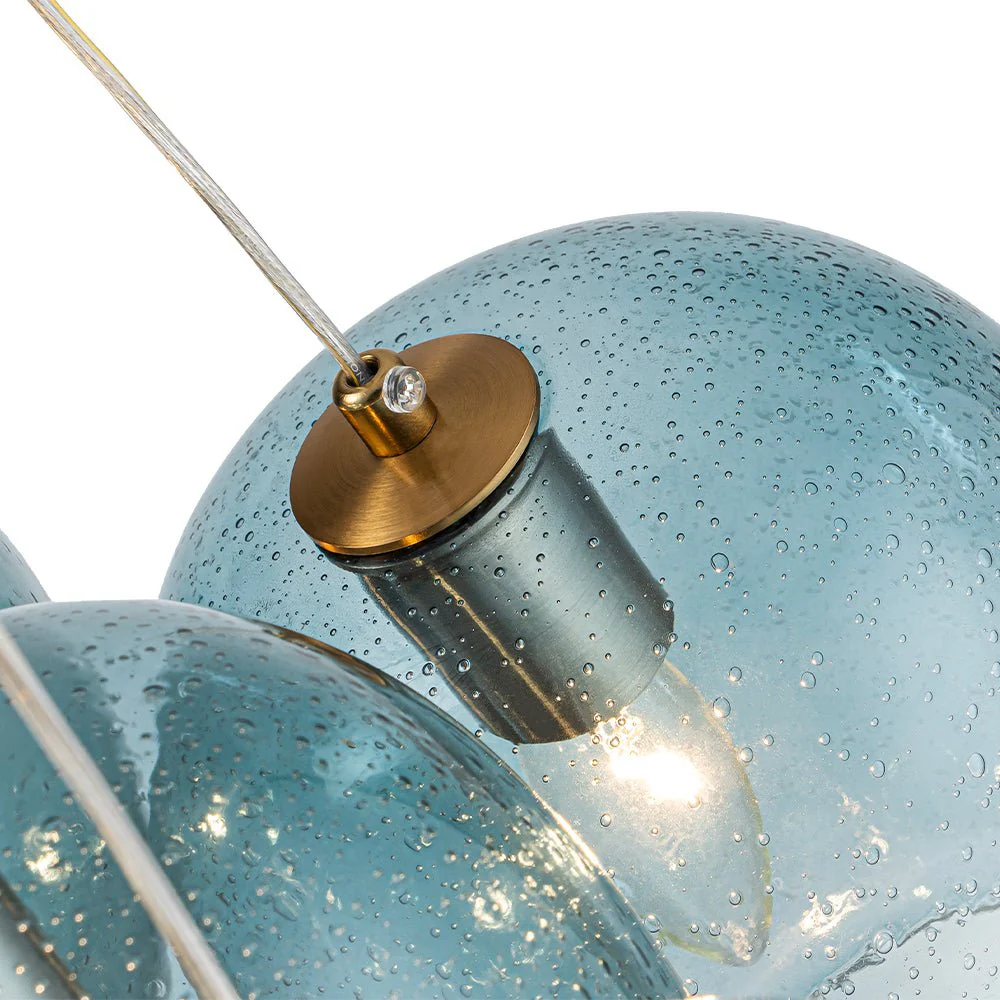 Lake House Cluster Blue Glass Globe Bubble Chandelier - Image 13