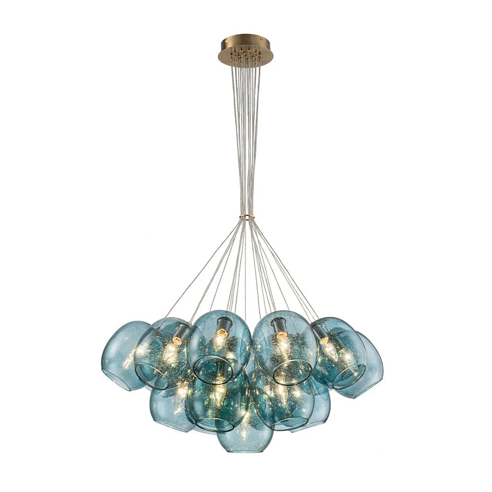 Lake House Cluster Blue Glass Globe Bubble Chandelier - Image 3