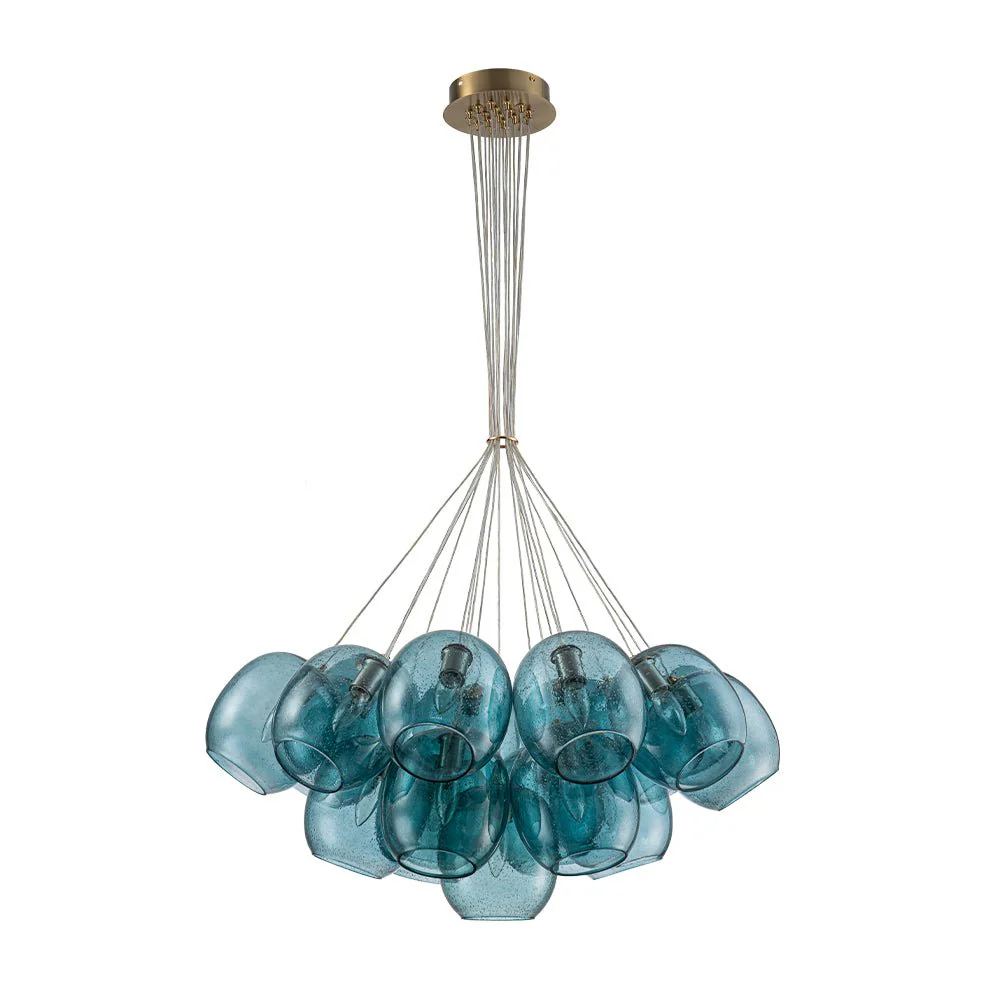 Lake House Cluster Blue Glass Globe Bubble Chandelier - Image 4