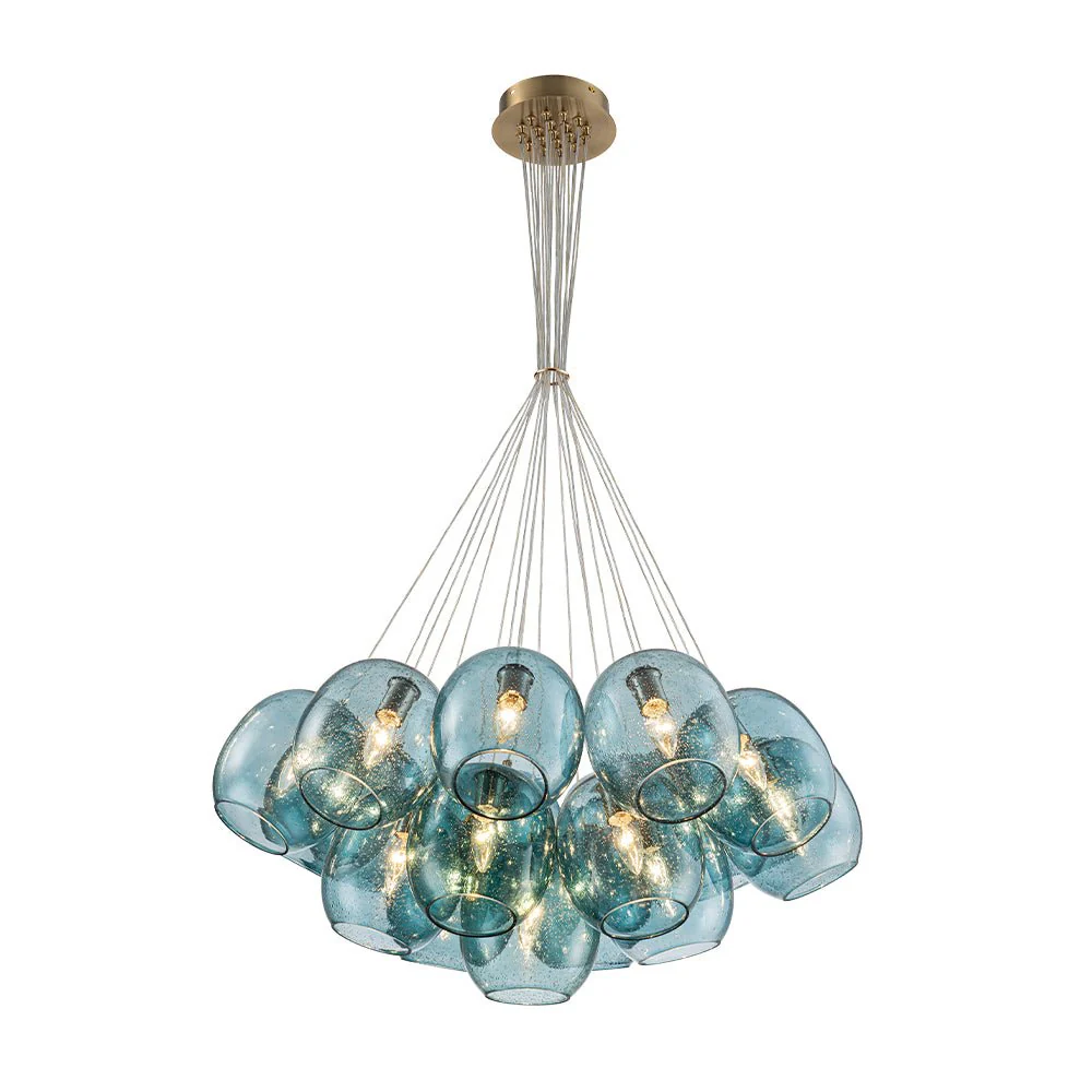 Lake House Cluster Blue Glass Globe Bubble Chandelier - Image 5