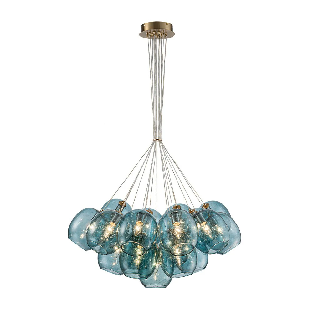 Lake House Cluster Blue Glass Globe Bubble Chandelier - Image 6