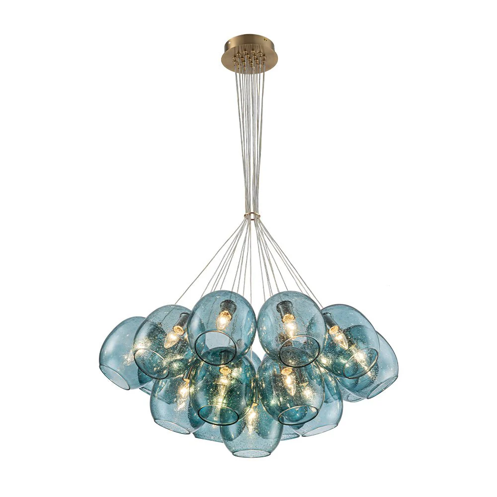 Lake House Cluster Blue Glass Globe Bubble Chandelier - Image 7