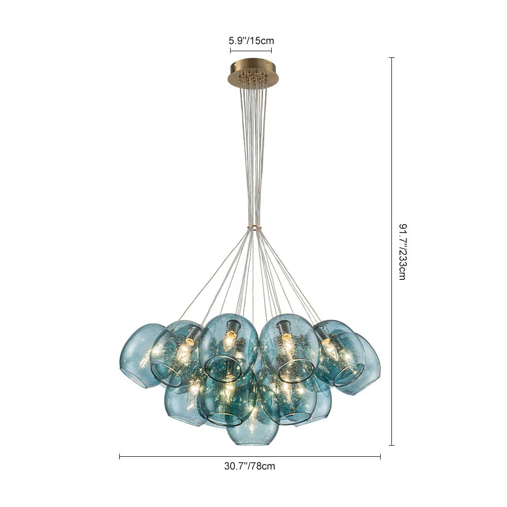 Lake House Cluster Blue Glass Globe Bubble Chandelier - Image 8