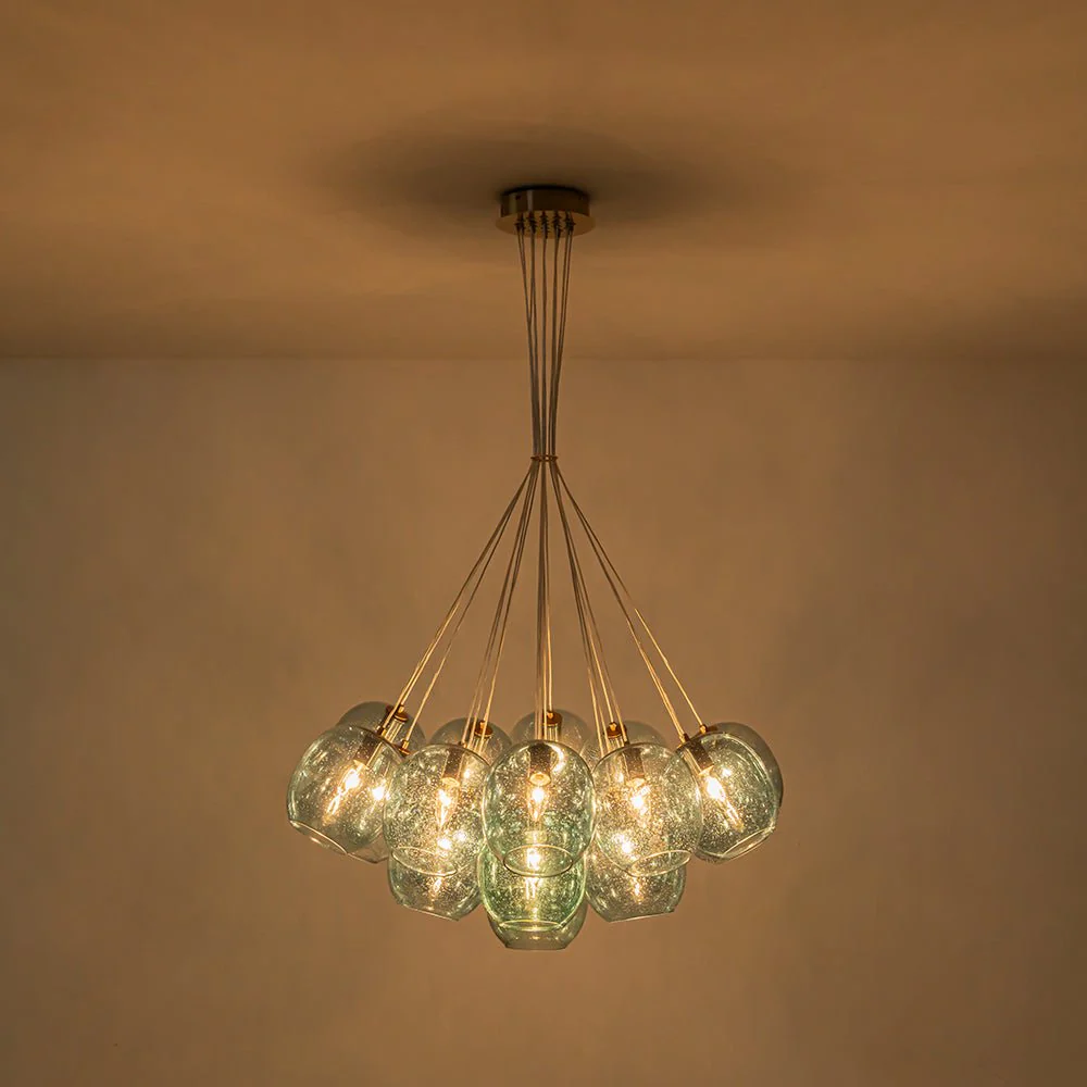 Lake House Cluster Blue Glass Globe Bubble Chandelier - Image 9