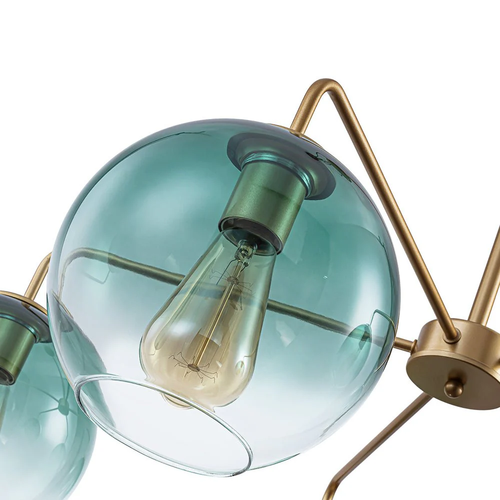 Lake House Green Glass Globe 5-Light Round Sputnik Chandelier - Image 10