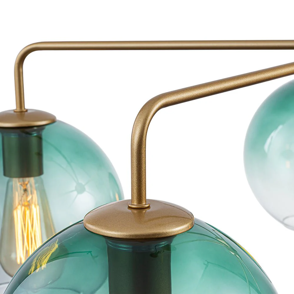 Lake House Green Glass Globe 5-Light Round Sputnik Chandelier - Image 11