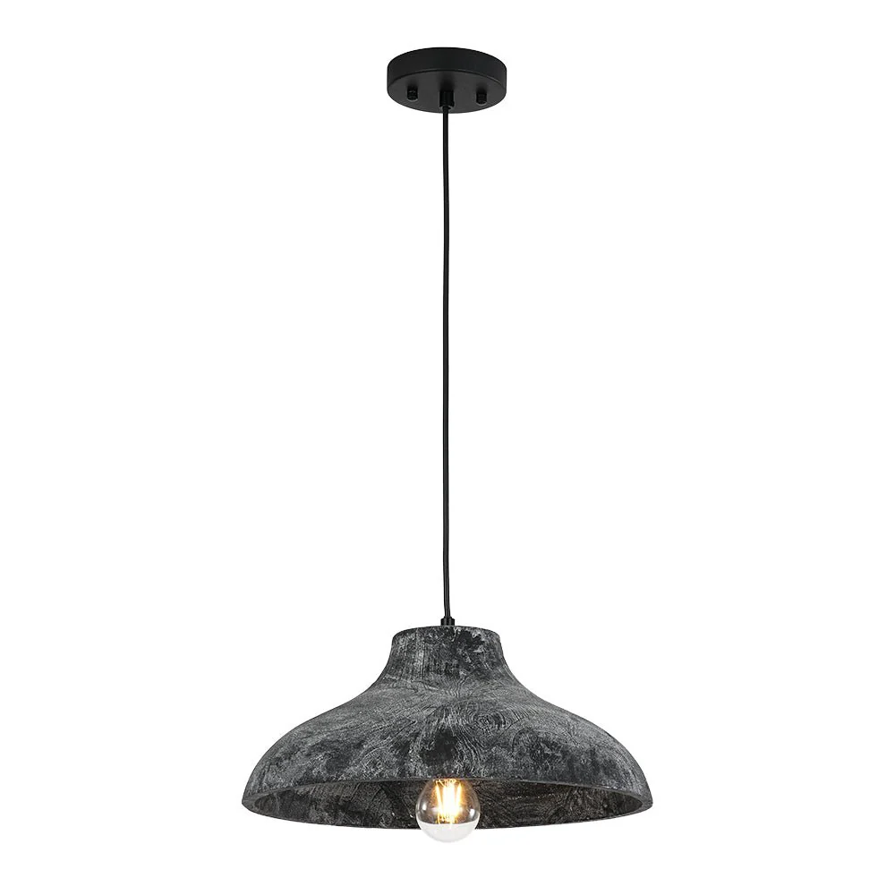 Limed Style Dome Distressed Wooden Single Pendant - Image 3