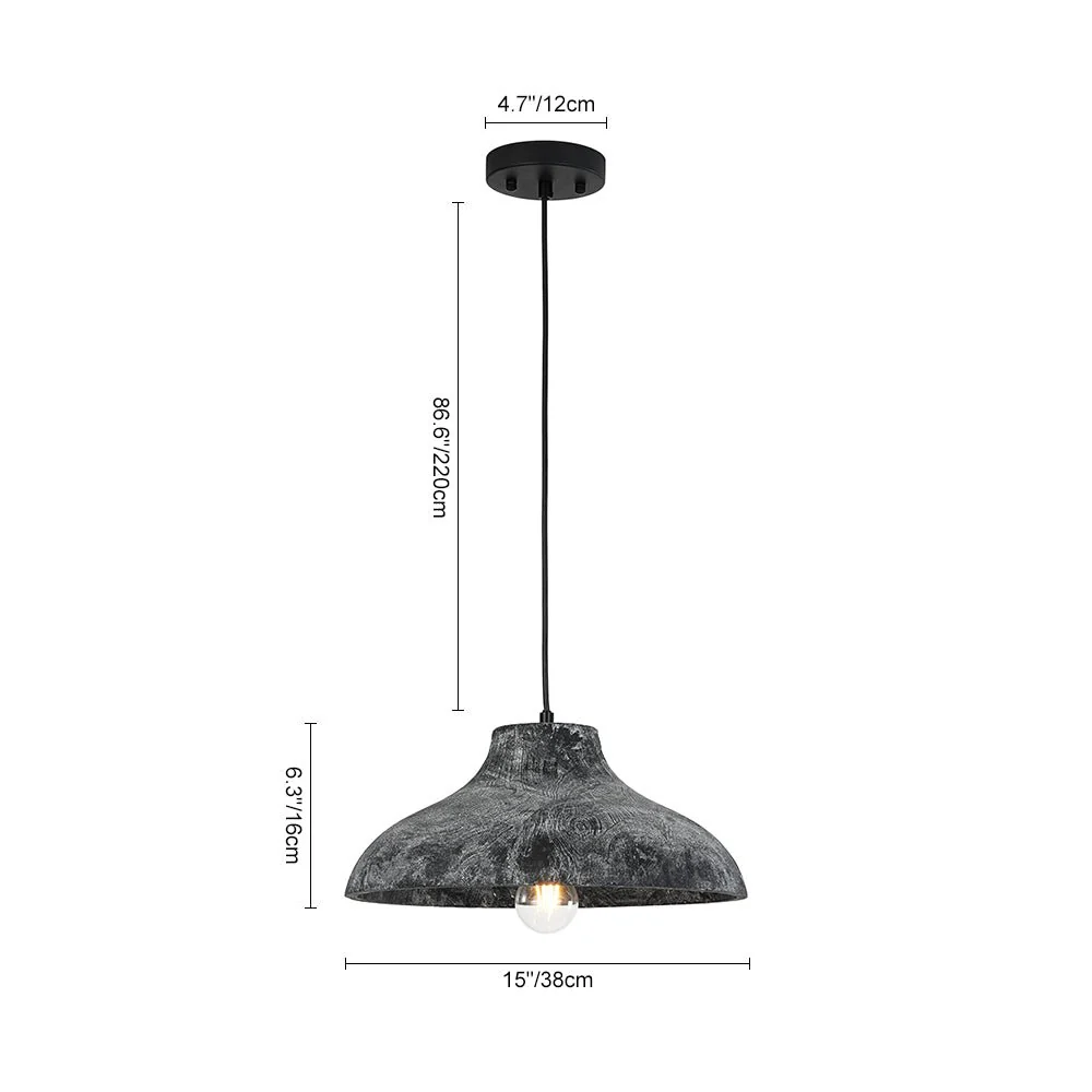 Limed Style Dome Distressed Wooden Single Pendant - Image 5