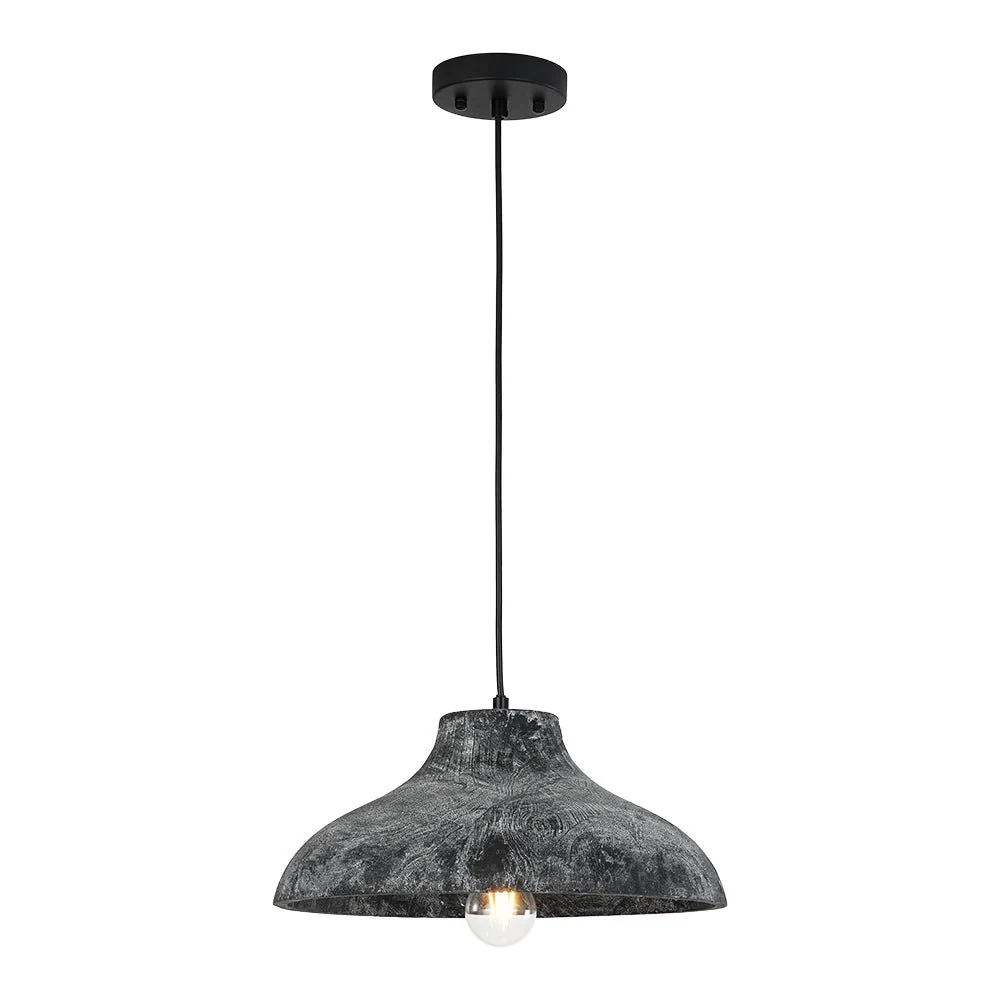 Limed Style Dome Distressed Wooden Single Pendant - Image 6
